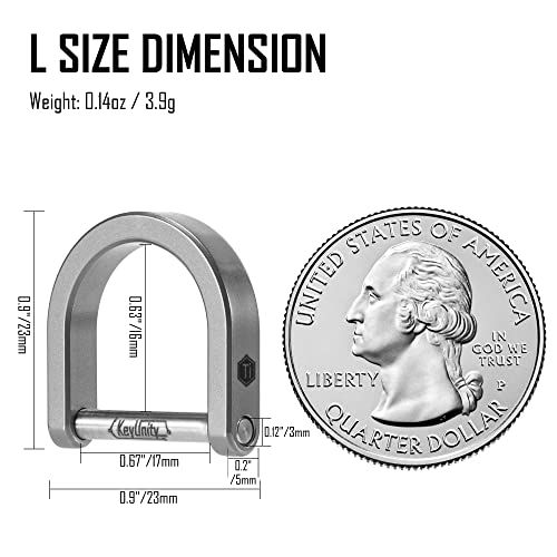 Image of KeyUnity KA17 Titanium D Ring Key Shackle, U Shape Key Ring Horseshoe Clasp for Car Fob, DIY Leather Key Organizer Keychain