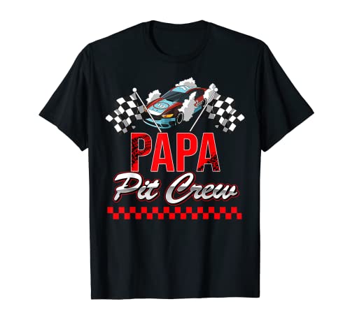 Carreras Coche Fiesta de Cumpleaños Carreras Familia Papa Pit Crew Camiseta