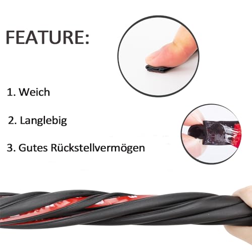 Kayleinster Guarnizione per porta nera, 8 m