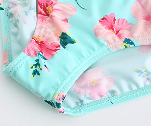 Image of HowJoJo Girls Two Piece Tankini Swimsuit Green Floral Bathing Suit Swimwear
