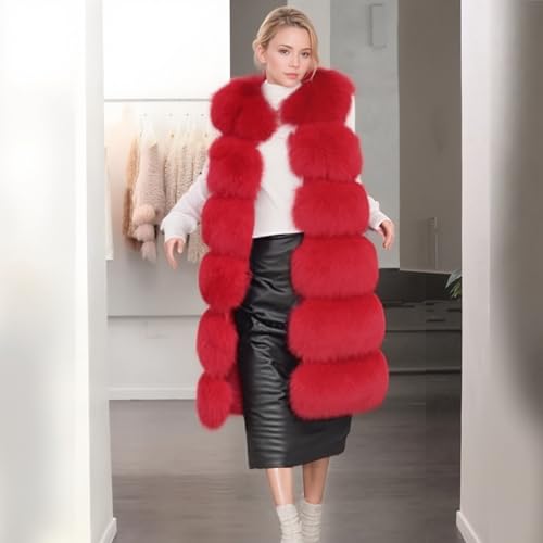 Lisa Colly Women's Faux Fox Fur Coat Jacket Winter Sleeveless Faux Fur Vest Outwear4