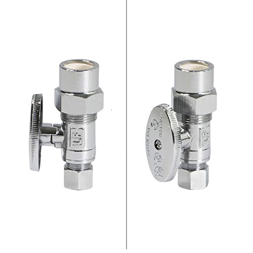 Image of Midline Valve 82412QS-OM-5 Water Supply Stop Valve with Quarter Turn Wheel; One Piece Design; Straight Shut-off for Toilet, Sink, Dishwasher; 1 /2 in. CPVC x 3 /8 in. COMP; Chrome Plated Brass (5 Pack)