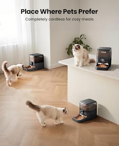 oneisall Cordless WiFi Automatic Cat Feeder, Tasty S2 Pro Rechargeable 100-Day Battery Operated Pet Feeder, 12 Cups/3L Timed Cat Food Dispenser for Large Kibble, Smart App Control (Black) - Image 4