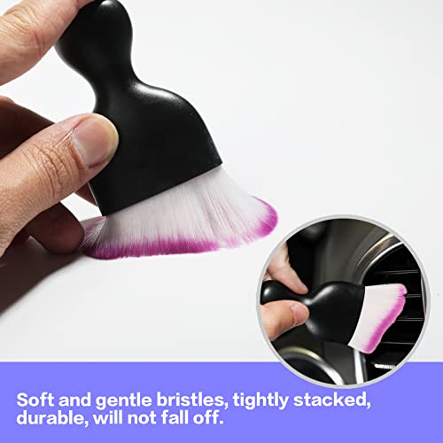 Image of AOCISKA Car Interior Detailing Brush,Soft Bristle Cleaning Brush Car Detailing Brush Dusting Brush,Car Interior Cleaning Tool,Auto Detail Brush Car Dash Duster Brush (Black&Purple with Cap)