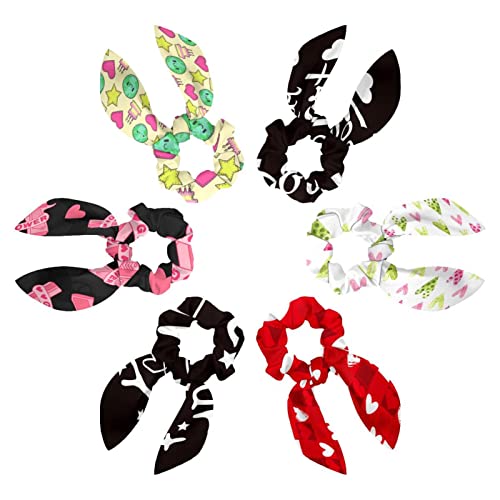 Chouchous pour cheveux lot de 6 avec nœud papillon noir Follow Your Heart