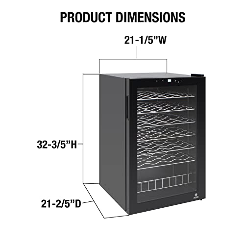 Image of Vinotemp 48 Bottle Wine Cooler Refrigerator, Freestanding Wine Fridge with Touch Screen Adjustable Temperature Control, Dual-Paned Glass Door, and Safety Lock, 48 Bottle, Black