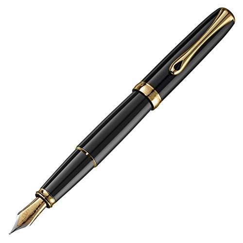 Stylo-plume Diplomat Excellence A2 grand tracé noir laqué or, coffret cadeau idéal pour s'offrir