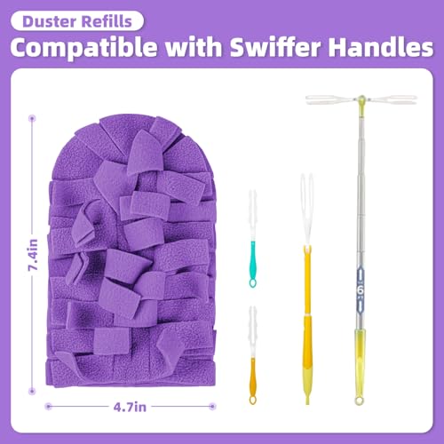 Image of 18 PCS Fleece Reusable Duster Refills for Swiffer, Washable Heavy Duty Duster Pads, 360 Cleaning Pads for Fan, Window, Furniture, Floor(Include 1 Handle)
