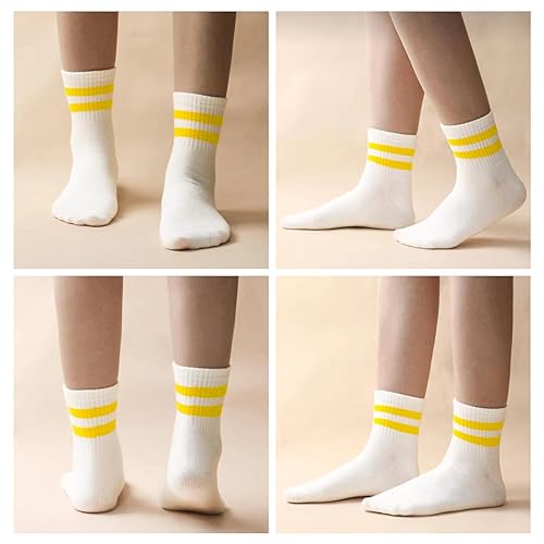 Image of Fszsaa Novelty Socks For Women - Striped Retro Mini Crew Sporty Calf Casual Cotton Ankle Socks