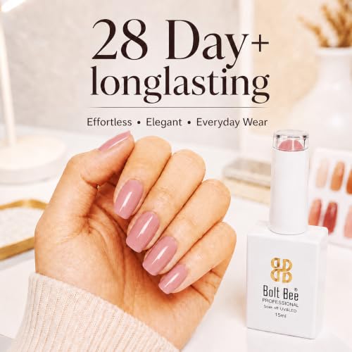 Image of BOLT BEE 15ML Gel Nail Polish 1Pc Clear Pink Glitter Nail Polish Soak Off UV LED Nail Gel Polish Nail Art Starter Manicure Salon DIY at Home, 0.5 OZ (1) (119)