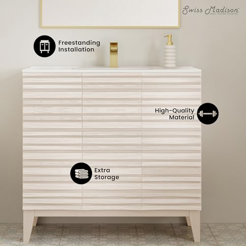 Image of Swiss Madison Cascade 36'' Bathroom Vanity in White
