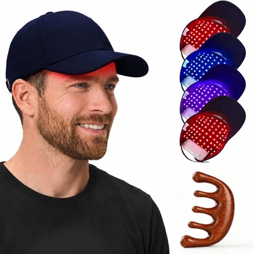 MICENGYAN Red Light Therapy for Hair Growth Laser Cap 650nm LLLT for Hair Loss Thinning & Alopecia Full Scalp Coverage At-Home Treatment for Men & Women - Blue