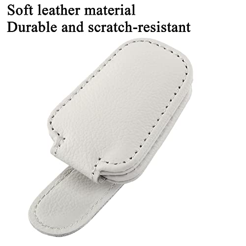 Image of KIWEN Sunglasses Holders for Car Sun Visor, Magnetic Leather Sunglass Glasses Eyeglass Clip for Car (2, Gray)