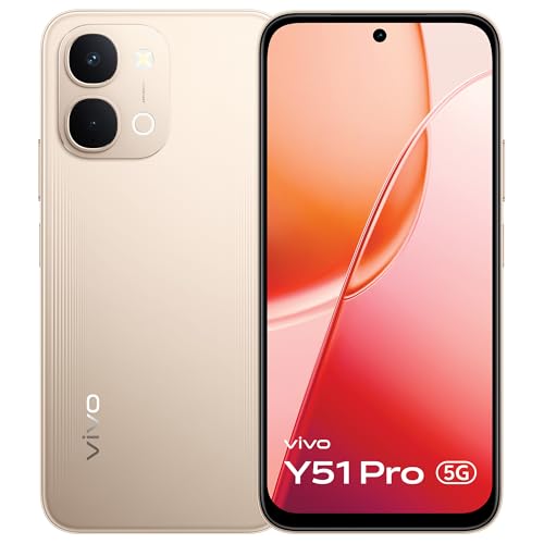Image of vivo Y51 Pro 5G (Golden Mist, 8GB RAM, 128GB Storage) with No Cost EMI /Additional Exchange Offers