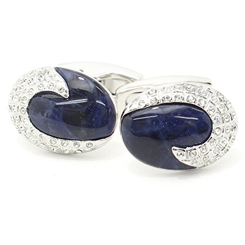 【サイモン カーター】Waveソーダライト スワロフスキー ウェーブカフス カフリンクス カフスボタン