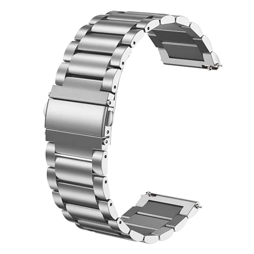 GameSir 20mm Smartwatch Strap, Premium Soft Silicone Replacement Band, Metal Buckle for Amazfit GTS 2 / Bip/Lite/Pro – Sweatproof, Durable & Fashionable Watch Strap for Men & Women (Metal Silver)