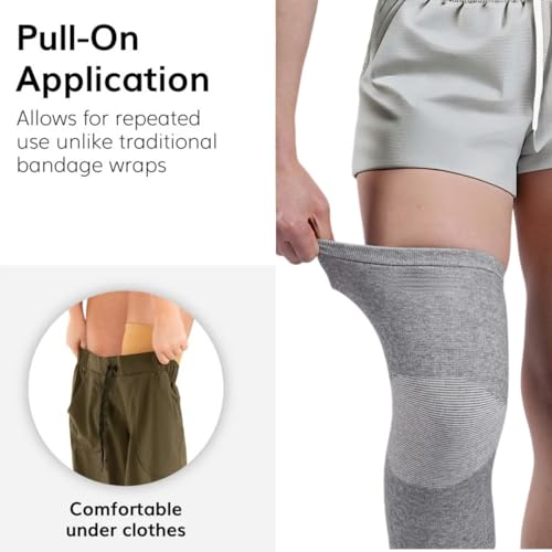 Image of Bamboo Compression Knee Sleeve, 2-Pack Bamboo Knee Sleeve Women Men Elastic Warm Slip-on Recovery Knee Brace for Arthritis Knee Pain