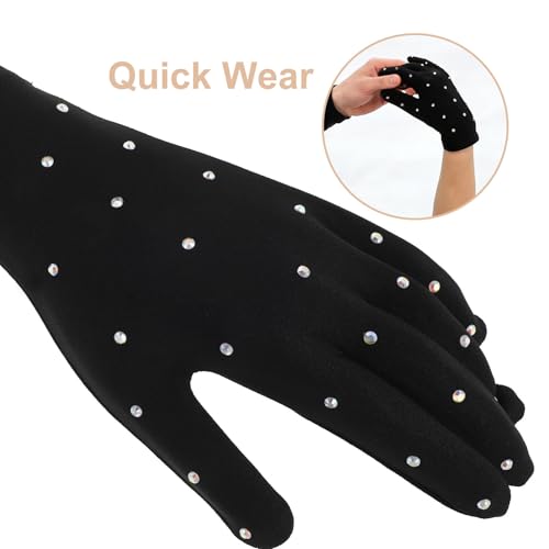 Guantes de patinaje artístico infantiles térmicos negros antideslizantes opacos de invierno 3