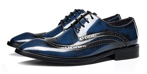 Santimon Men's Genuine Leather Wingtip Oxford Dress Shoes | Handcrafted Classic Brogue Derby for Formal, Wedding, Tuxedo & Business Casual Occasions