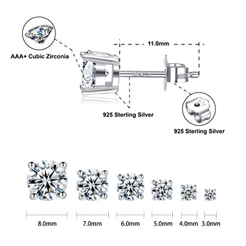 18K Gold Plated Sterling Silver Cubic Zirconia Stud Earrings for Women Men, Simulated Diamond CZ Studs Hypoallergenic Jewelry2