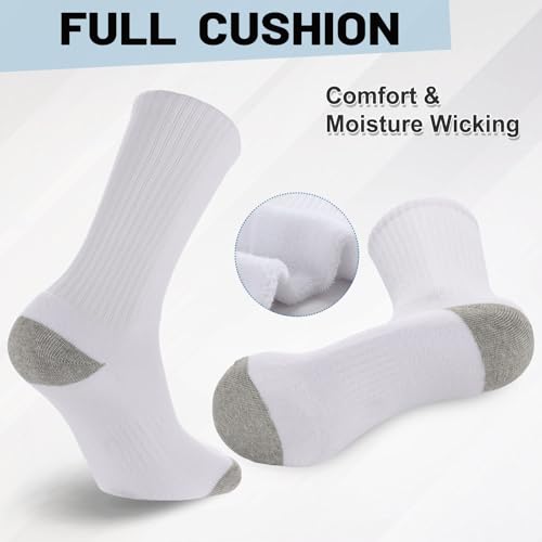 Image of Ultrafun 5 Pairs Striped Crew Socks Cotton Cushioned Athletic Sports Running Socks for Men Women Teens