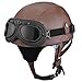 Produktbild GAOZH Vintage-Look Leder Motorrad Jethelm,offener Mopedhelm Oldtimer Urban Style,Street Jet-Helm Roller-Helm Scooter-Helm,mit Visier,für Erwachsene Männer und Frauen,ECE-Zulassung