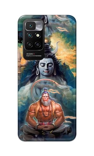 Image of PRINTFIDAA Plastic Printed Hard Back Cover Case For Mi Redmi 10 Prime Back Cover (Lord Shiva And Hanuma) -112