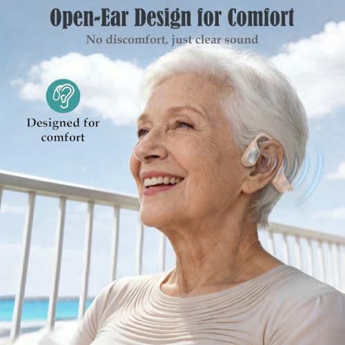 Image of Aurimi Bone Conduction Hearing Amplifier - Open Ear Comfortable Sound Enhancement Device for Seniors, Lightweight 25g Wearable with 10H Battery, Easy One Button Control for Clear Conversations