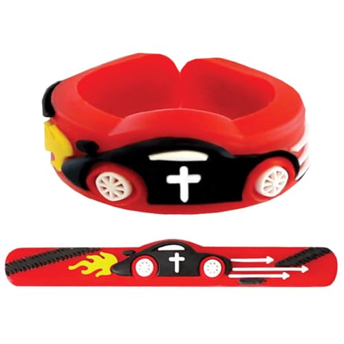 Christian Kids Adjustable Silicone Cross Ring - Red Car Cross Ring - Great for All Ages