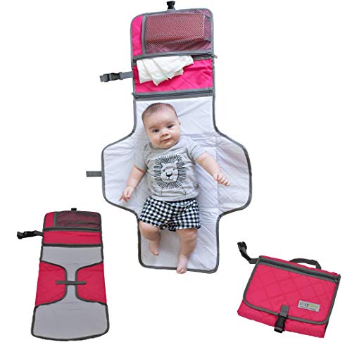 Cozy Baby's On-The-Go Diaper Changing Pad/Station/Mat - Waterproof Padded Diaper Changing Station/Mat With Storage Makes Messy Change Time A Breeze For Busy Moms (Pink Cheer) #TOP30