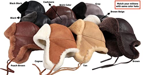 Zavelio Women's Premium Shearling Sheepskin Leather Fur Mittens Black Small #TOP4