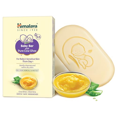 Image of Himalaya Baby Bar with Pure Cow Ghee 75G|ph 5.5|Aloe vera|Soap free|Derma Tested | Safe for newborns|For baby's sensitive skin from day 1