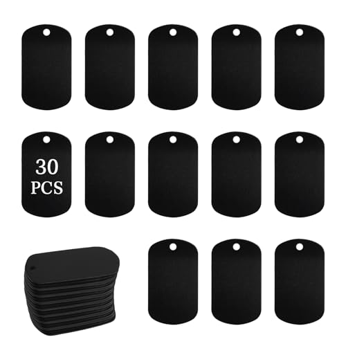 LALAGO 30 Pieces Blank Aluminum Stamping Pieces, Black Dog Tag Can Engraving, Personalized Dog Tag, No Chain