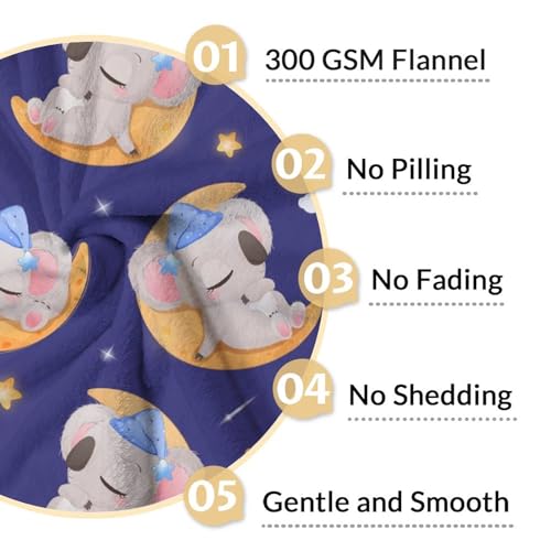Koala Blanket Gifts - 50"x60" Cute Throw for Women, Girls - Purple Soft Fuzzy Blankets for Bed, Couch & Living Room