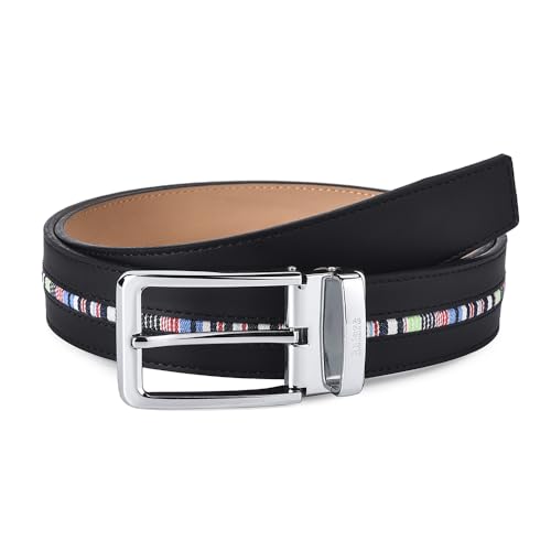 Rolarc Men's Genuine Leather Belts, Handmade Classic 100% Leather Belt for Men Work Golf Casual(G-1-Black, for waist 39