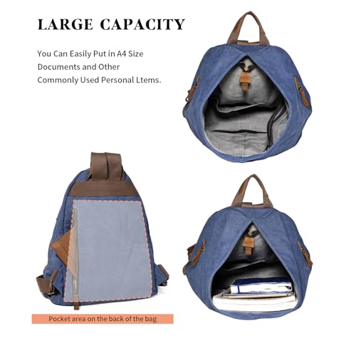 Image of KL928 Canvas Vintage Backpack - Large Casual Daypack Outdoor Travel Rucksack Hiking Backpacks for Men Women