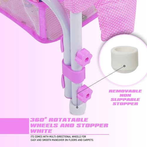Image of PANDAORIGINALS Jumbo Baby Cradle|Soft Cushion Baby Jhula /Paalna Cute cot with Mosquito Net for 0-9 Months Boys and Girls Super Strong Soft Cushion and Swing Lock Function (Jumbo Pink)