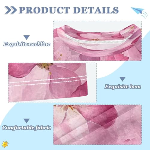 Boys Short Sleeve T-Shirts Pinks Cherry Floral Rashguard Kids Swim Shirts Sun UPF 50+3