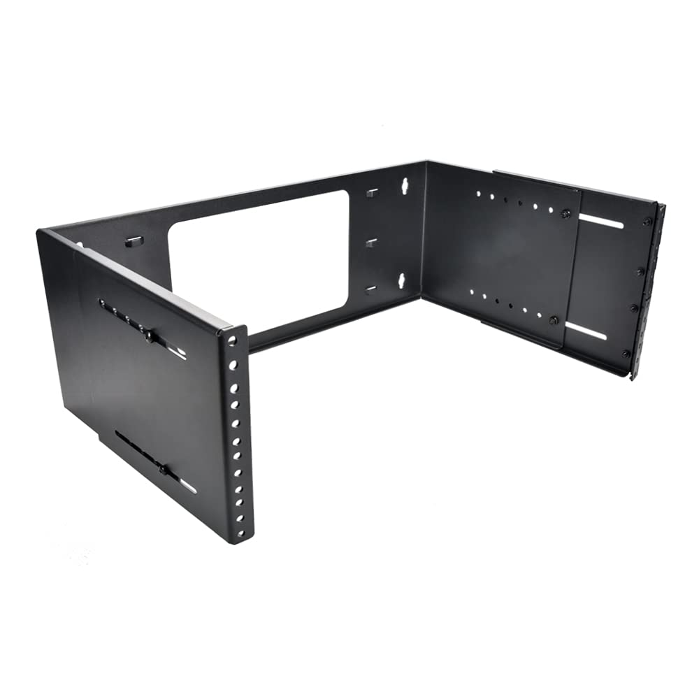 4U Hinged Extendable Wall Mount Bracket, Max 13.5" Depth, Collapsible Network Equipment Rack Black (4U)