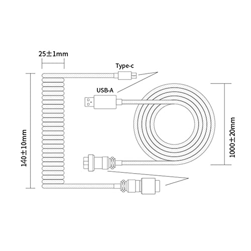 Image of CALANDIS USB Type C Cable Universal Charging for Mechanical Keyboard Black
