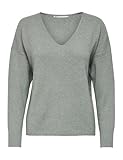 ONLY Damen Struktur Strickpullover V-Ausschnitt Sweater Lockerer Pullover Langarm Oberteil ONLRICA Life, Farben:Grün, Größe:L