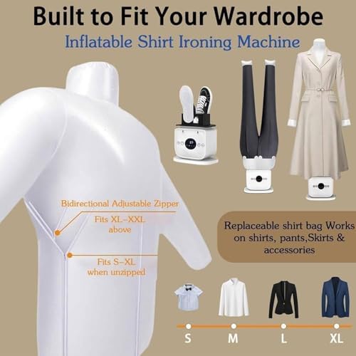 Automatic Ironing Machine, Upgraded Touch Control, Quick 8-Minute Drying, Adjustable Settings for All Fabrics, Perfect for Shirts & Pants, Efficient Automatic Iron