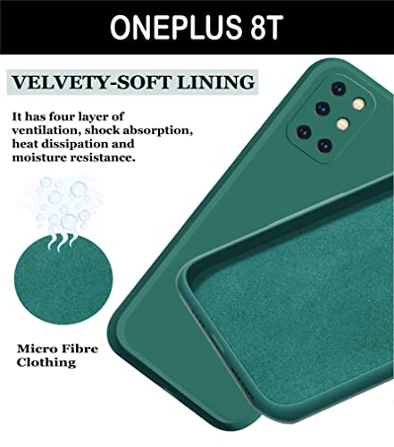 Image of A rtistque Liquid TPU Silicone Matte Shockproof Flexible with Camera Protection Soft Back Cover Case for OnePlus 8t - Dark Green