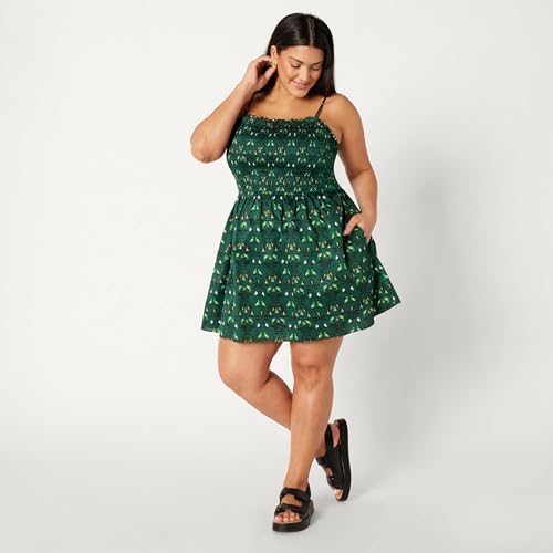 Image of Amazon Essentials Women's Regular-Fit Cotton Sateen Smocked Bodice Dress