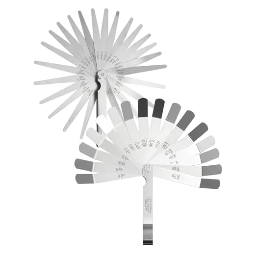 HARDELL Feeler Gauges 0.001-0.04", 32 Blades Feeler Gauge & 16 Blades Offset Gauge, Feeler Gauge Set Steel Metric/Inch, Feeler Gauges for Values Spark Plug Gaps Width Thickness Measuring Tools