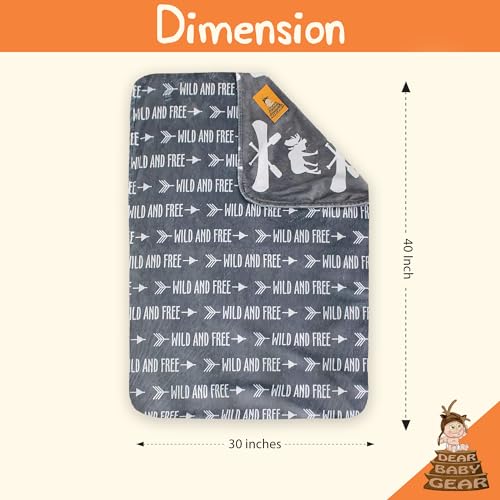 Image of Dear Baby Gear - Premium Car Seat Infant Blanket - Soft Swaddle Blanket for Baby Girls and Boys, Plush Blankets - Adorable Designs, Comfortable Fabric - Gray and White, Moose(40 x 30 inches)