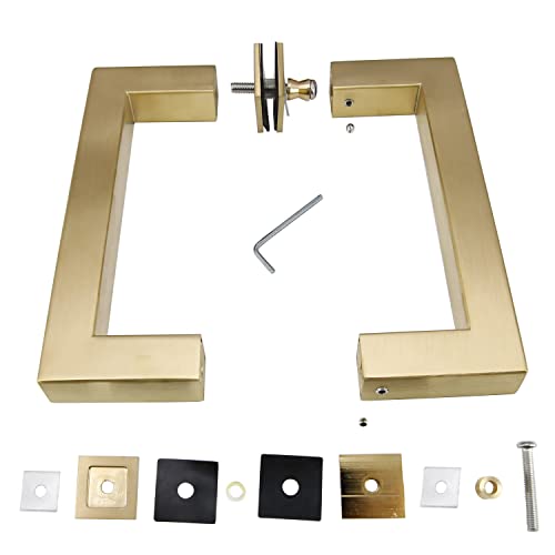 Top Hardware Steel 304 Grade Tubular Back To Back Shower Door Pull Handle, 6-Inch, Square, Satin Brass Finish Sssp152-Sg #TOP3