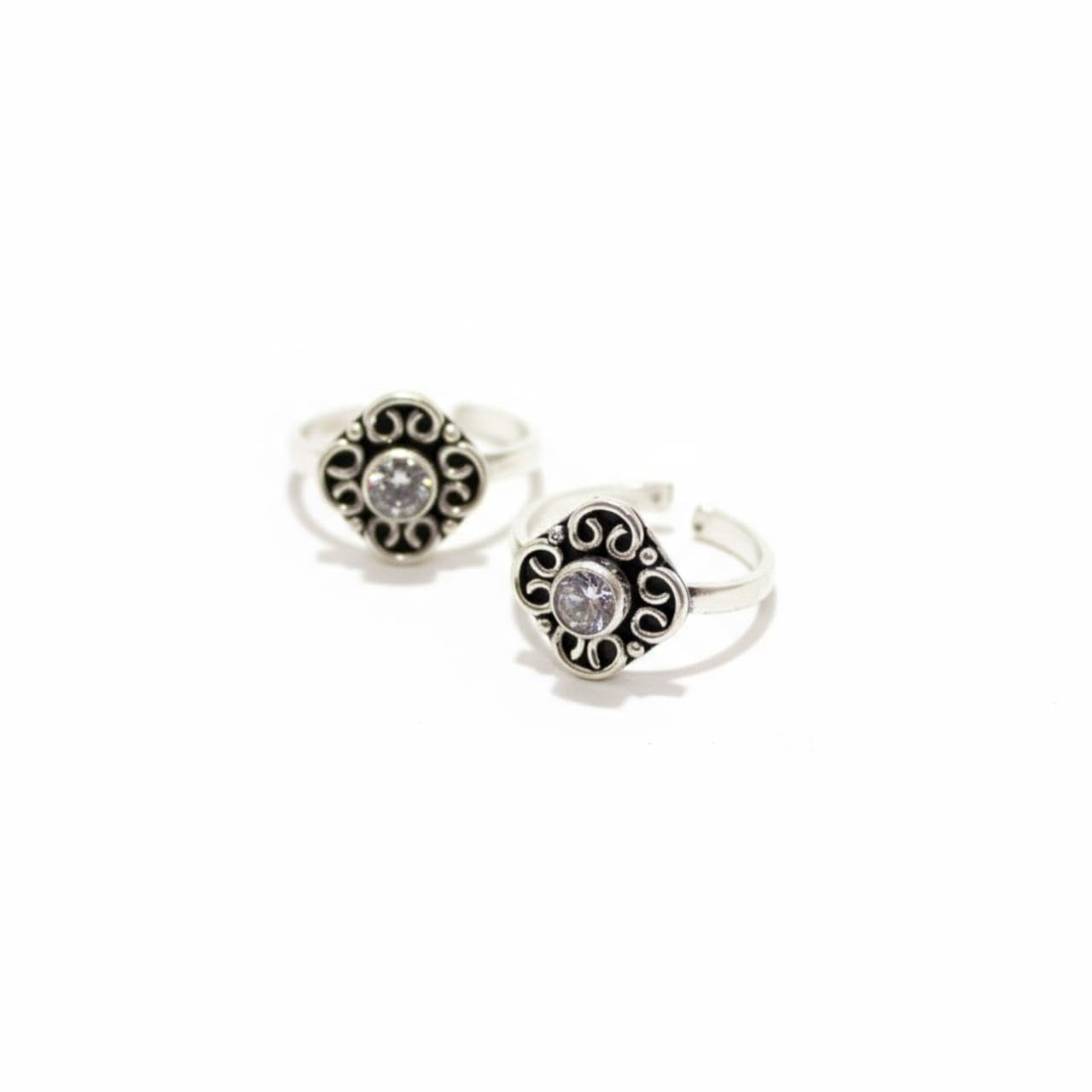 gaayu gems 925 Sterling Silver Toe Ring for Women | Floral Design with CZ Stone | Adjustable Silver Bichiya for Regular Wear-picture-20
