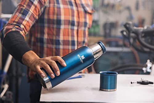 Image of Stanley Adventure-To-Go Vacuum Bottle 1.1 qt | Wide Mouth with Leakproof Cup Lid | Keep Drinks Hot or Cold | Packable for Travel | Insulated Stainless Steel Thermal Bottle | BPA-Free | Blue Glow