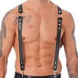 iiniim Herren Body Brust Harness Kette Gothic Geschirr Leder-Optik Schultergurte Männerbody Unterhemd Tank Tops Party Outfits Zubehör Type J Einheitsgröße